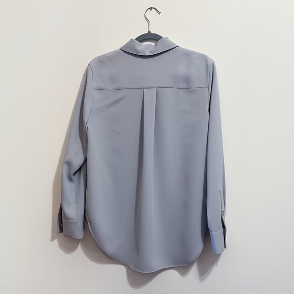 Theory Blue Button-Down shirt Blouse Matte Twill Long-sleeves Oversized - Picture 4 of 7